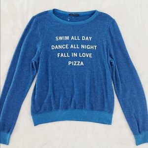 WILDFOX Blue Plush Jumper Medium Mantra Pizza